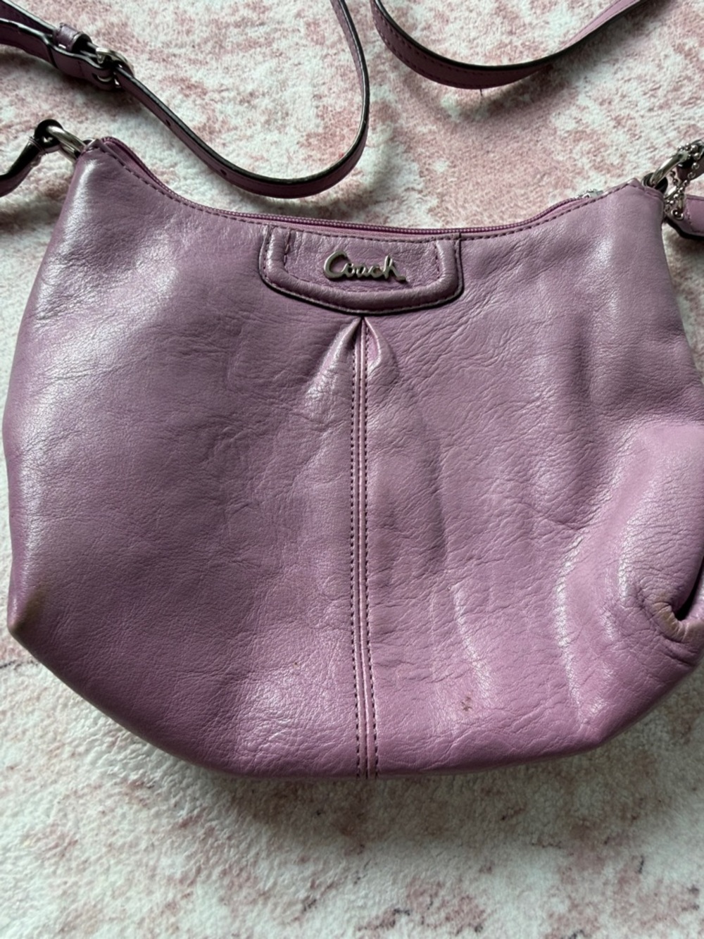 Coach Purple Leather Shoulder Bag